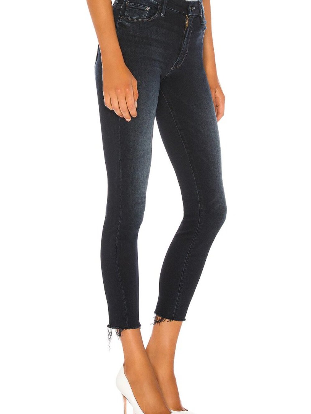 MOTHER High Waisted Looker Ankle Fray Jeans Size 25 Last Call Skinny Raw Hem